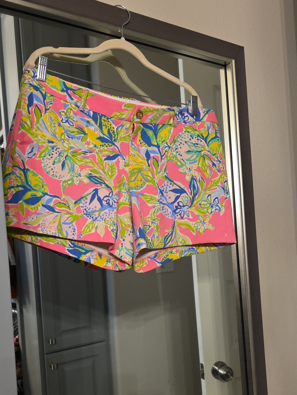 Lilly Pulitzer Pink Tropical Print High Waist Shorts